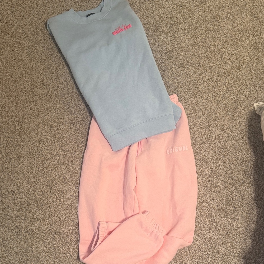 Pink and Blue White Fox crew and sweats
